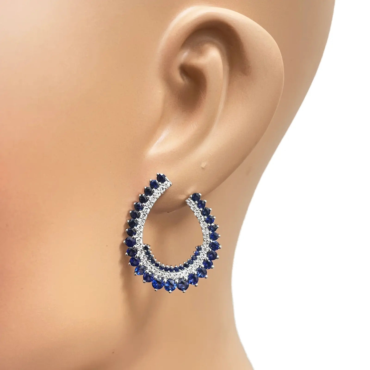 14ct White Gold Front & Back Natural Sapphire Diamond Earrings 5.27ct Diamond earring