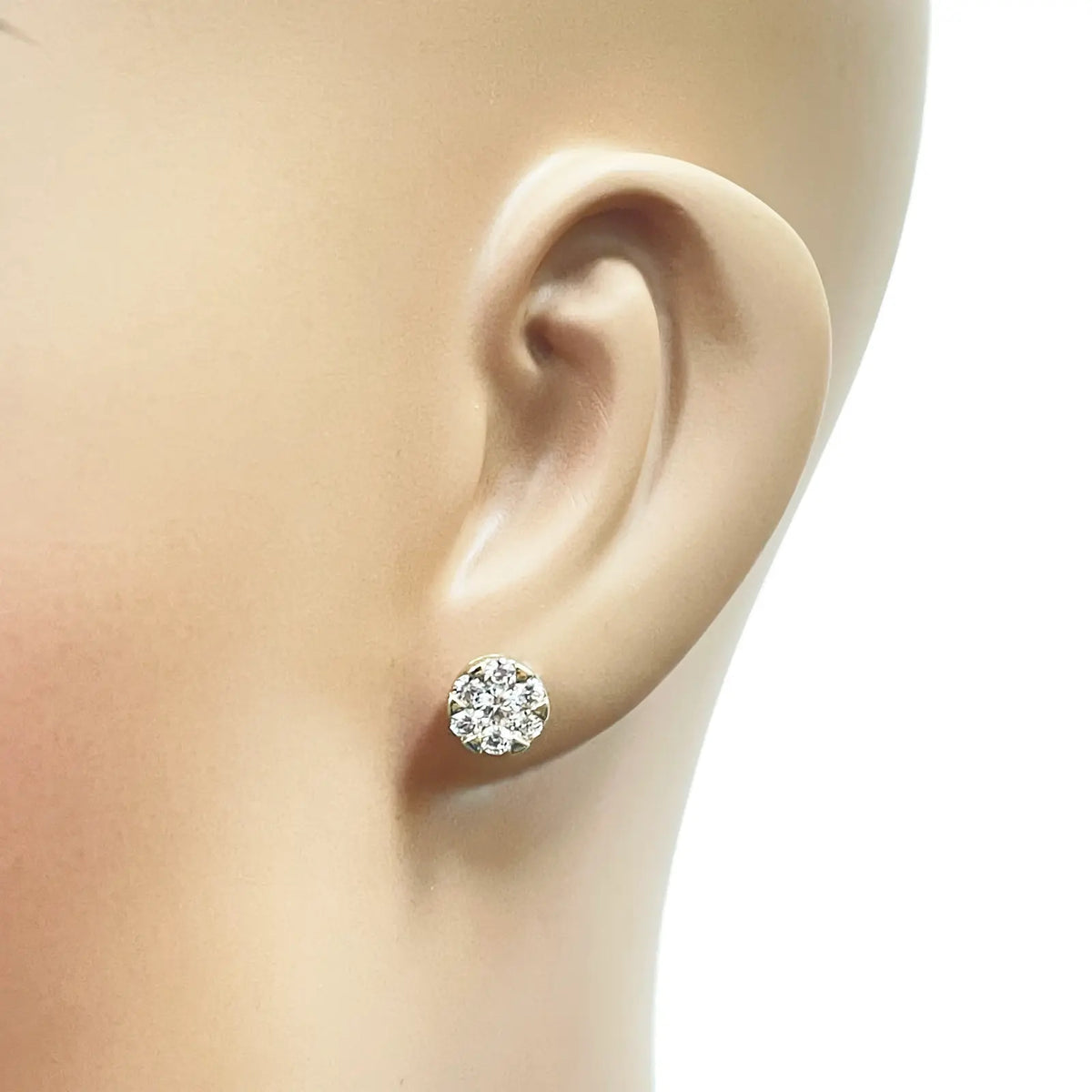 14ct Yellow Gold Natural Diamond Round Cluster Stud Earrings 0.77ct