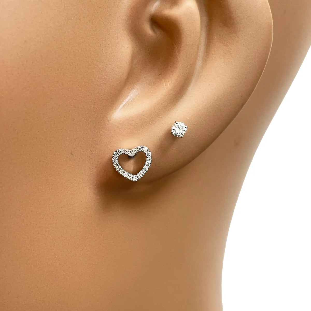 18ct Rose Gold Heart Natural Diamond Stud Earrings 0.12ct Diamond earring