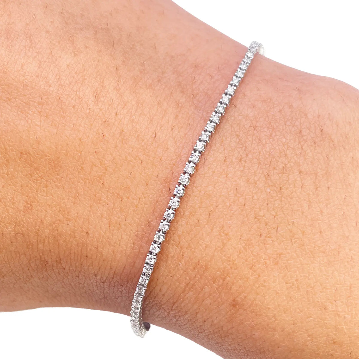 18ct White Gold Natural Diamond Tennis Bracelet 4 Claw 1.00ct 7 Inches  Diamond Bracelets