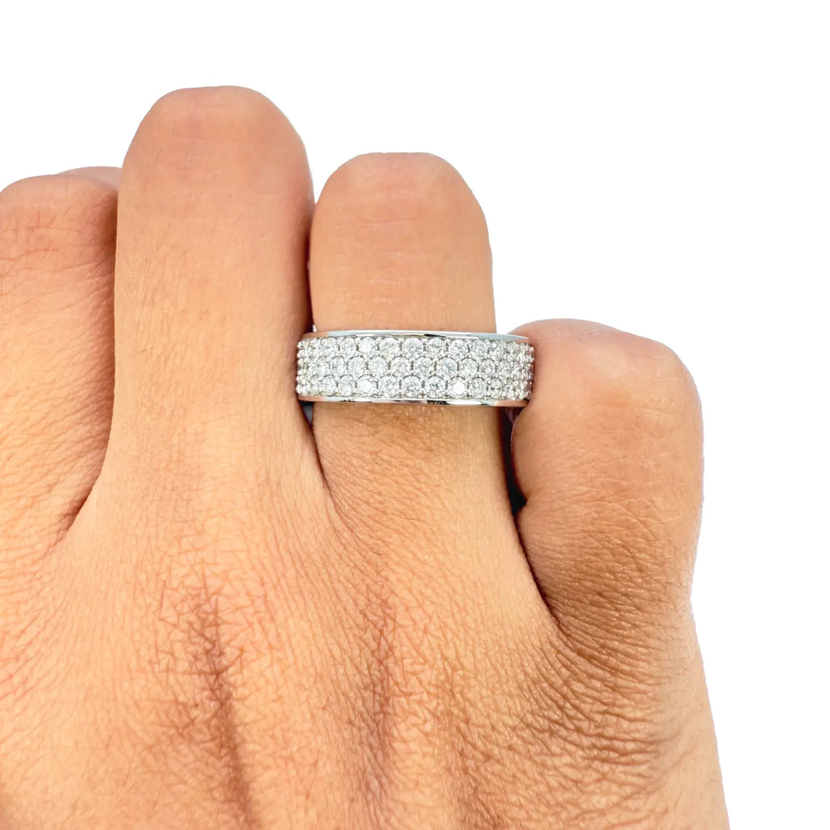18ct White Gold Triple Row Natural Diamond Full Eternity Wedding Band 1.70ct Diamond Ring