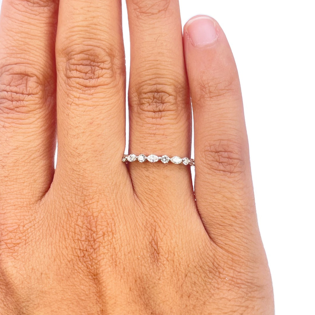 18ct White Gold Natural Diamond Marquise Half Eternity Ring 0.40ct