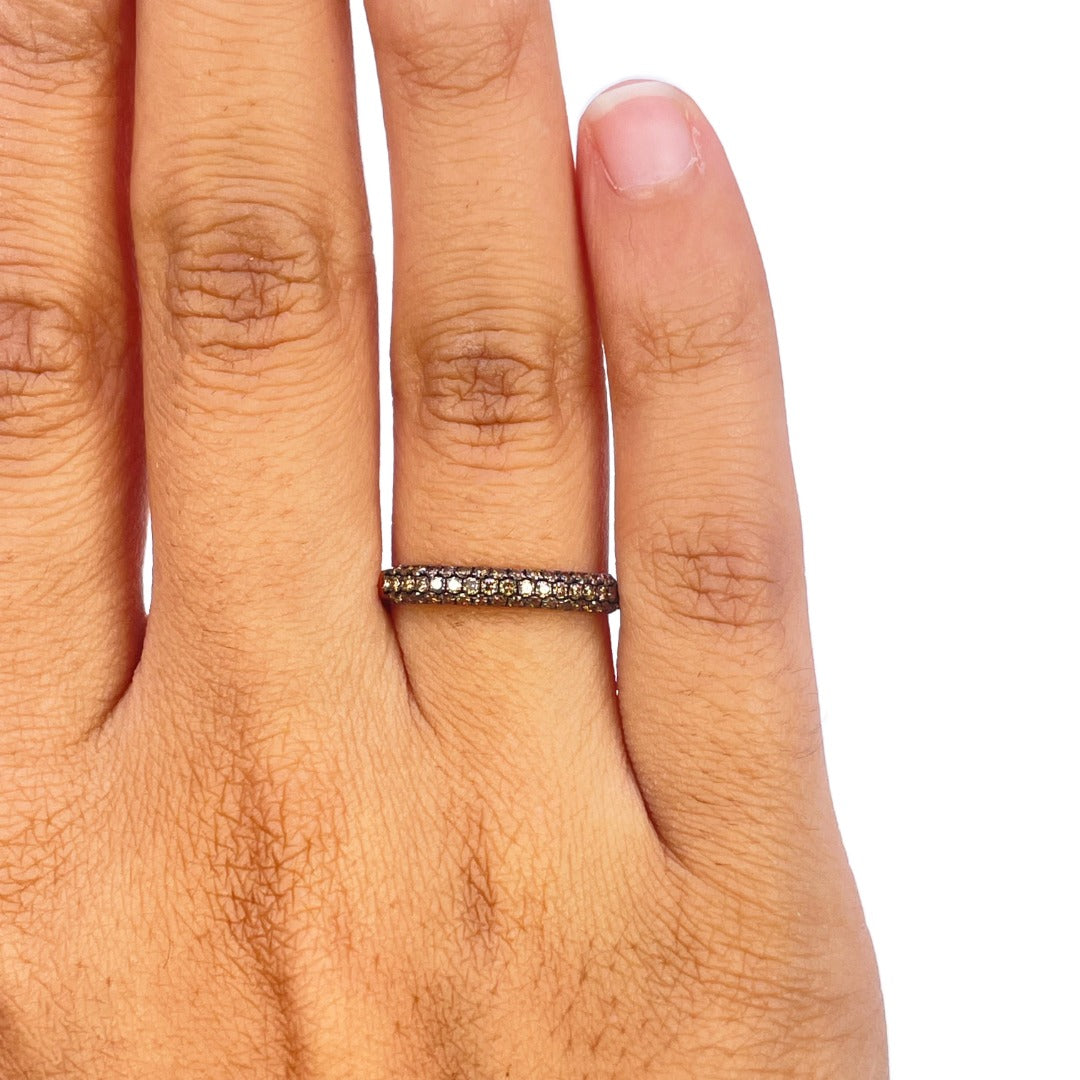 14ct Rose Gold Natural Champagne Diamond Dome Pav� Ring 0.36ct
