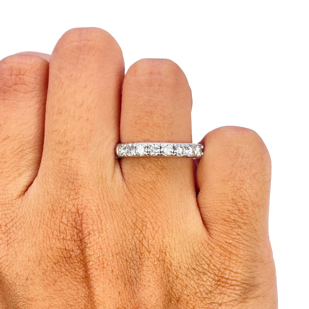 18ct White Gold Natural Diamond Half Eternity Ring Claw Set 0.71ct