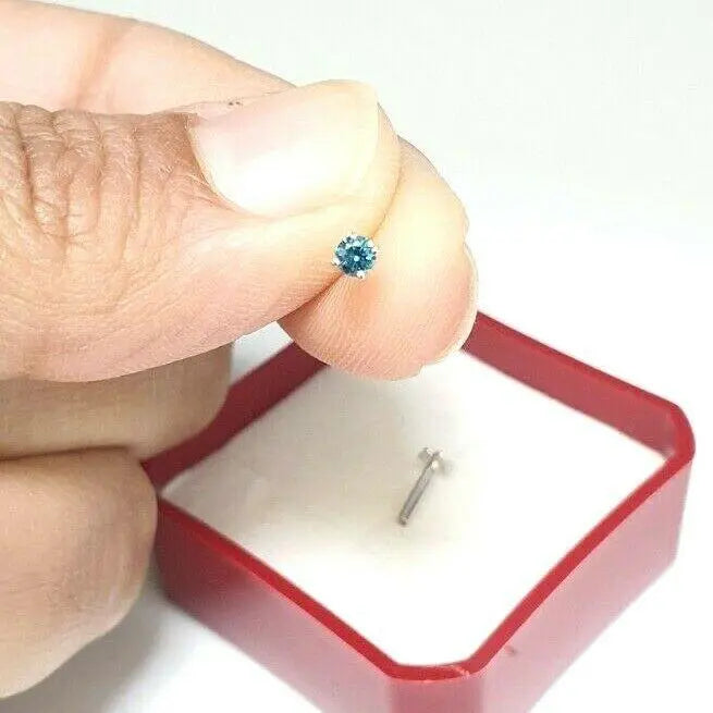 Blue Diamond Nose Stud / Nose Pin White / Rose Gold 18ct 0.08 cts Screw Back Nose studs