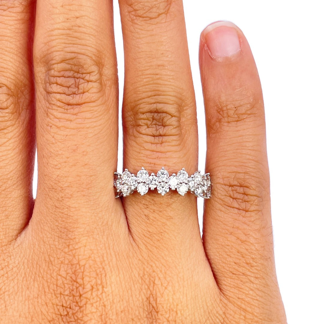 18ct White Gold Natural Diamond Crown Cluster Half Eternity 1.02ct