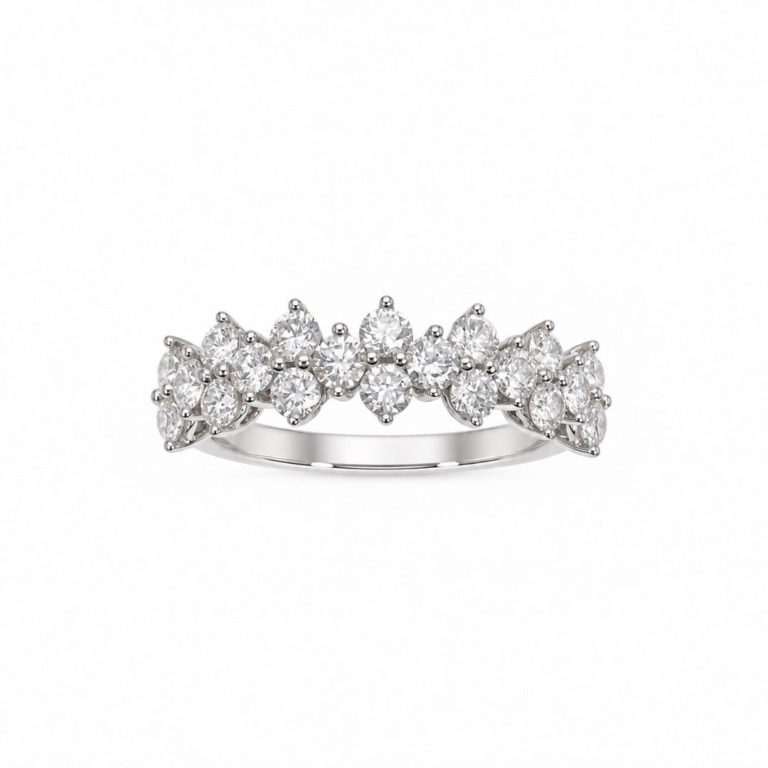 18ct White Gold Natural Diamond Crown Cluster Half Eternity 1.02ct