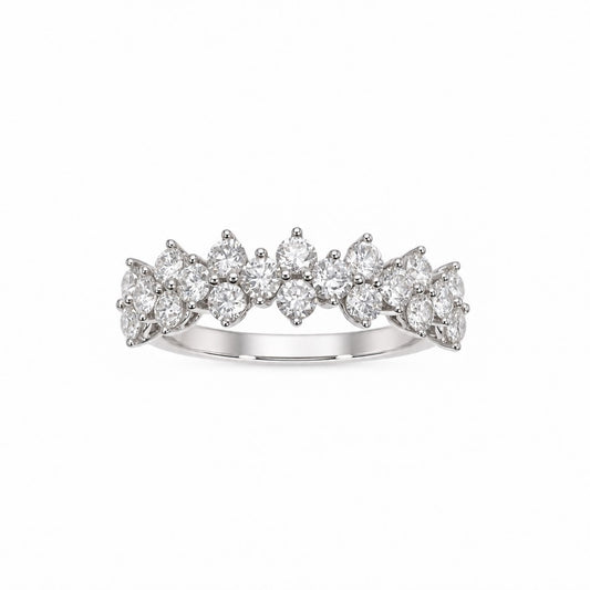 18ct White Gold Natural Diamond Crown Cluster Half Eternity 1.02ct