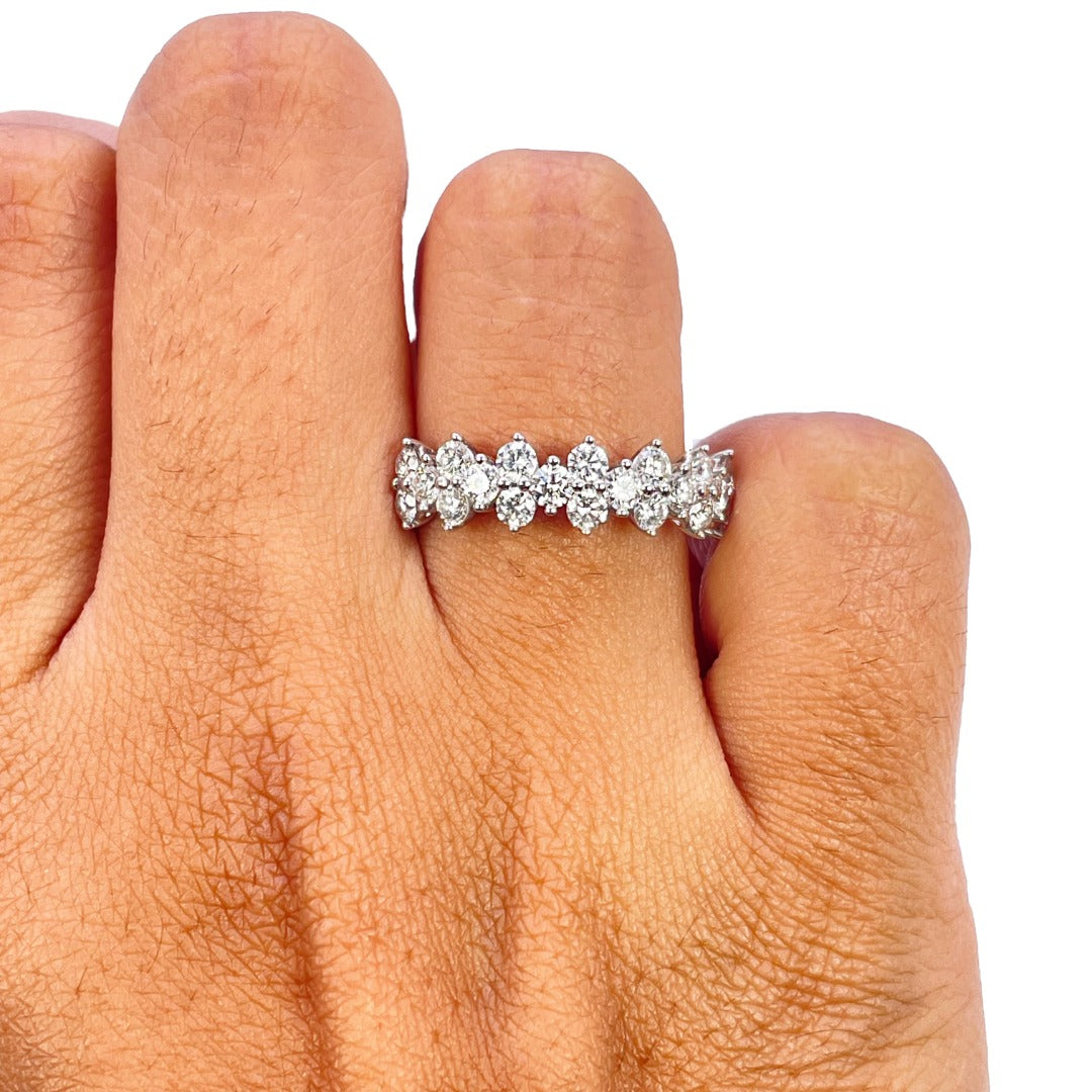 18ct White Gold Natural Diamond Crown Cluster Half Eternity 1.02ct