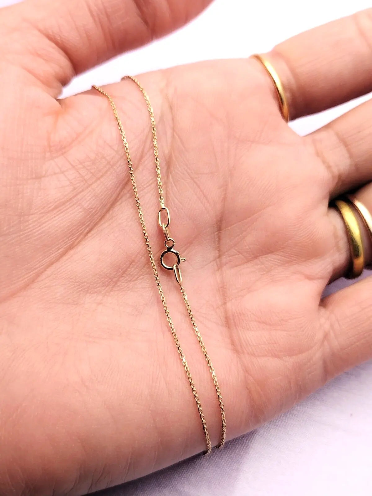 14K / 14ct Yellow Gold Diamond Cut Chain Necklace 18 inch Hallmarked 
