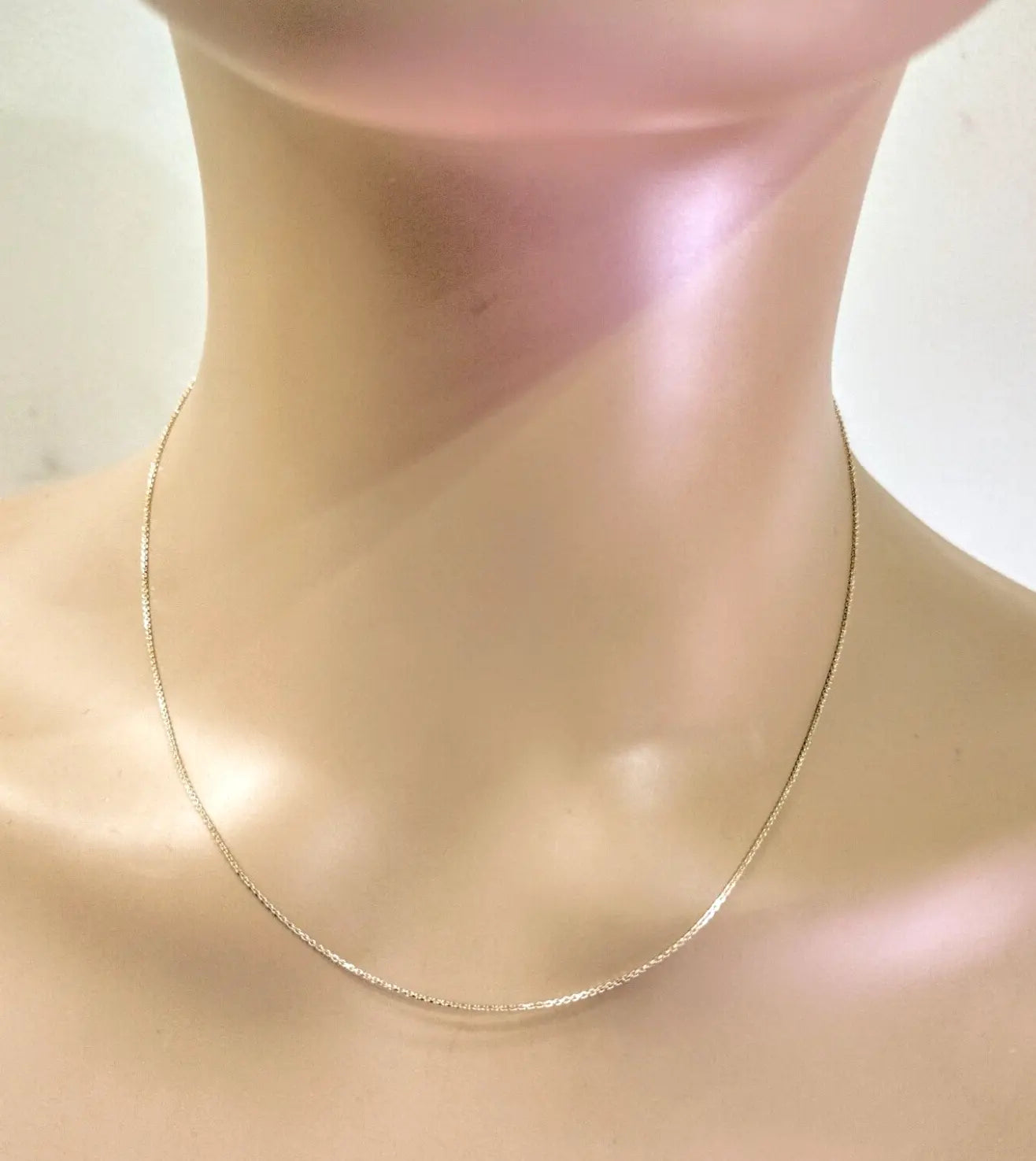14K / 14ct Yellow Gold Diamond Cut Chain Necklace 18 inch Hallmarked 