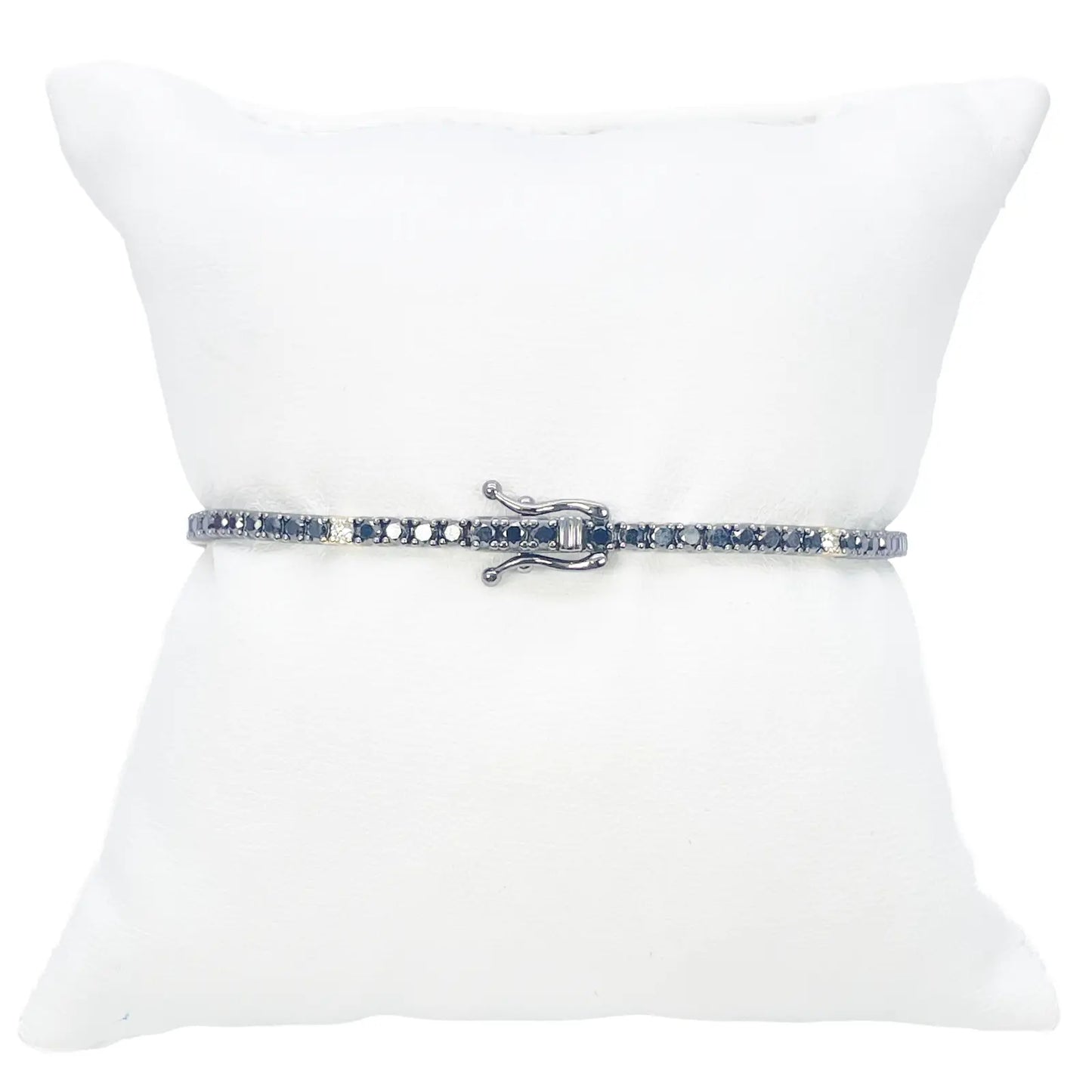 14ct Gold Black Diamond 4-Claw Tennis Bracelet 2.78ct 7 Inches & 2.5 mm Width  Diamond Bracelets