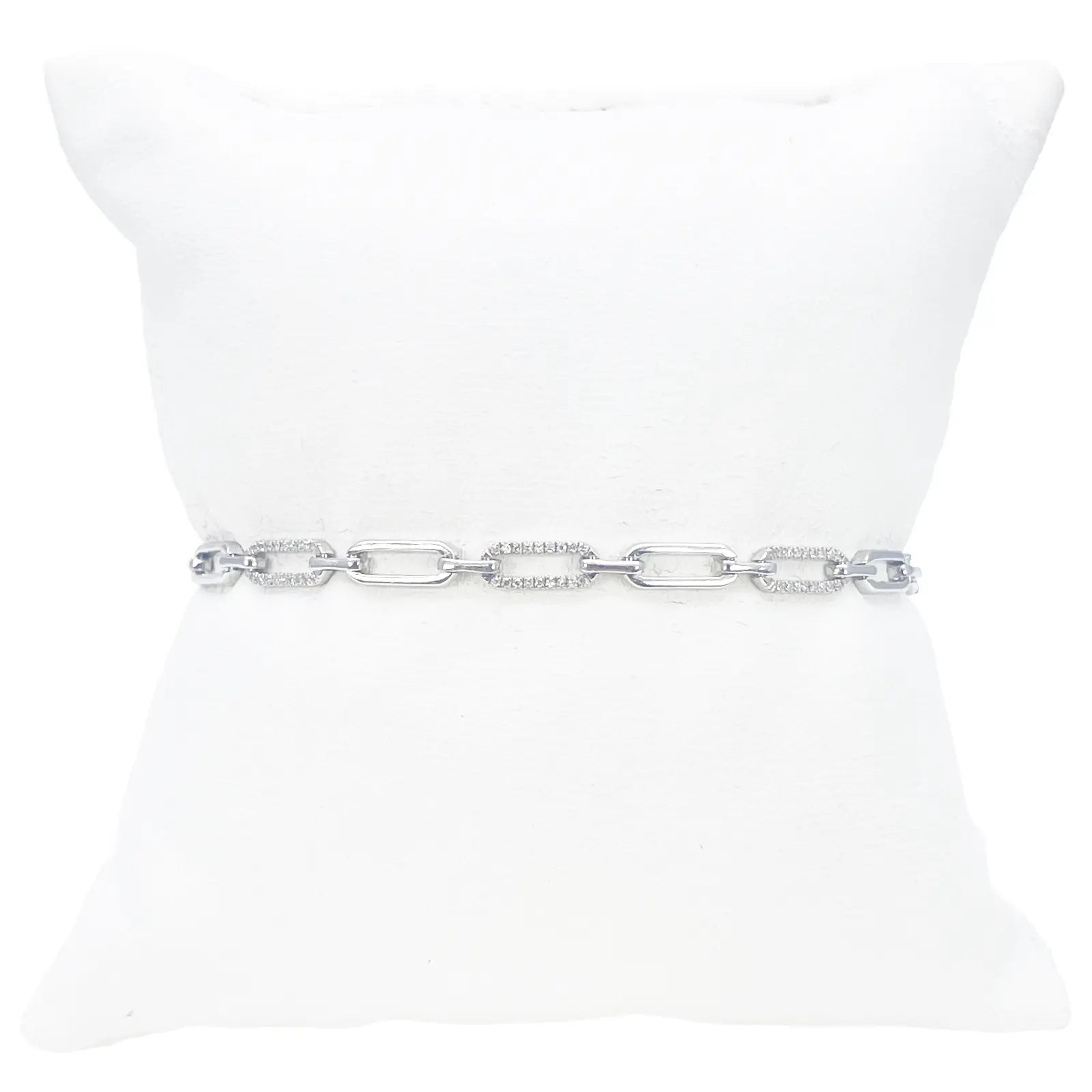 14ct White Gold Paper Clip Link Diamond Bracelet 0.20ct 7 Inches & 3.8mm Width  Diamond Bracelets
