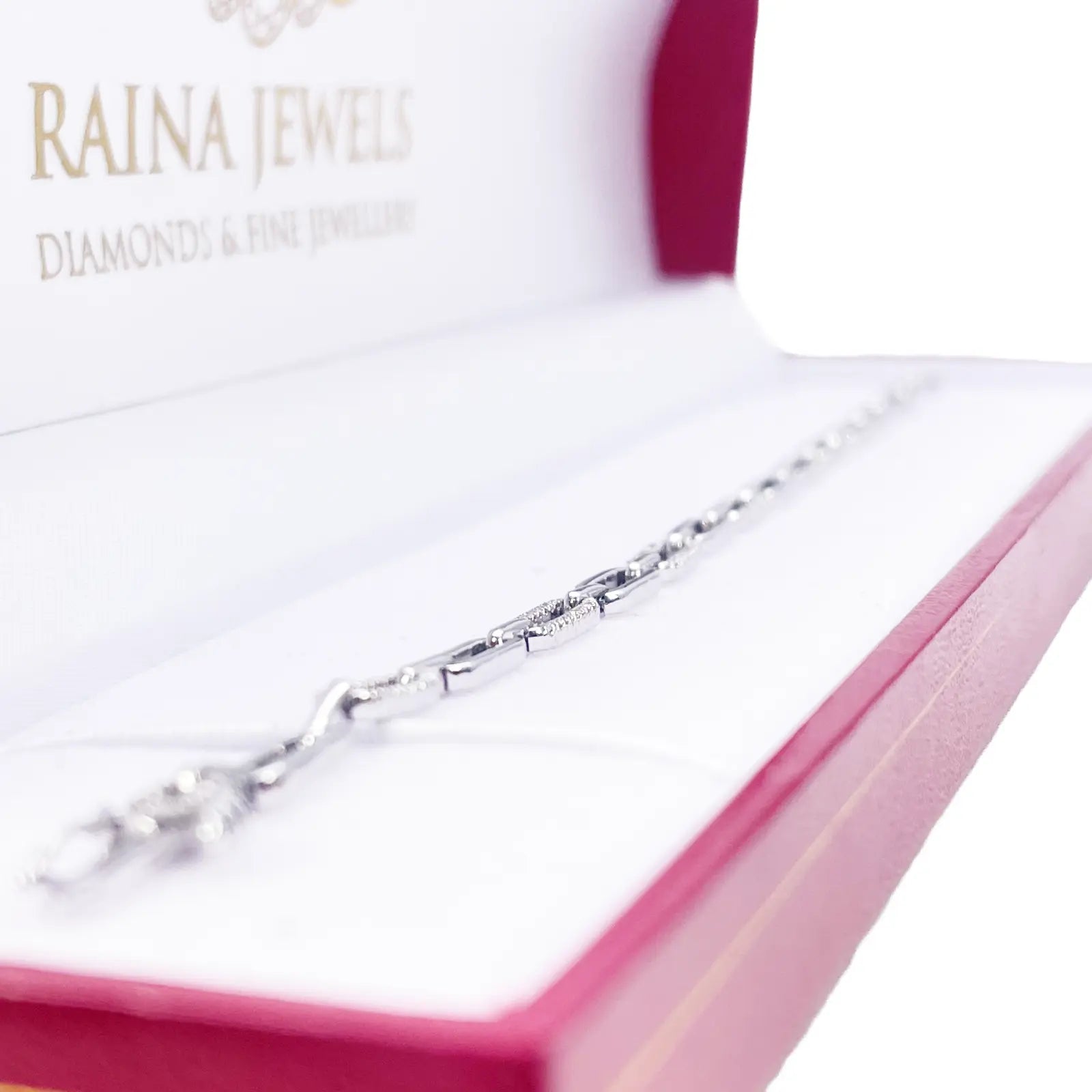 14ct White Gold Paper Clip Link Diamond Bracelet 0.20ct 7 Inches & 3.8mm Width  Diamond Bracelets