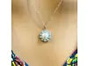 14ct White Gold Pearl & Round Diamond Framed Pendant Necklace 2.37ct 