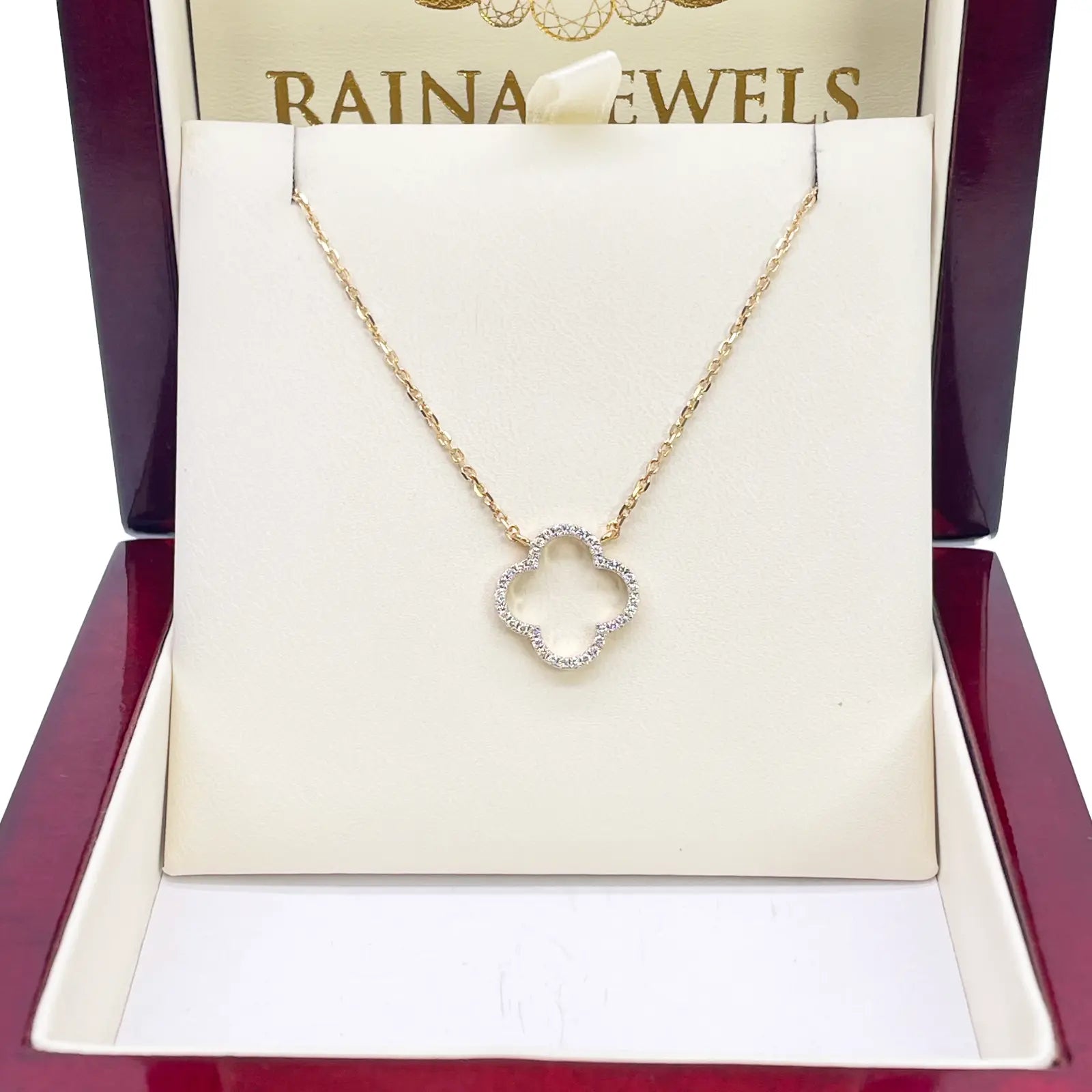 14ct Yellow Gold Elegant Open Flower Diamond Necklace 0.15ct 18 inches 