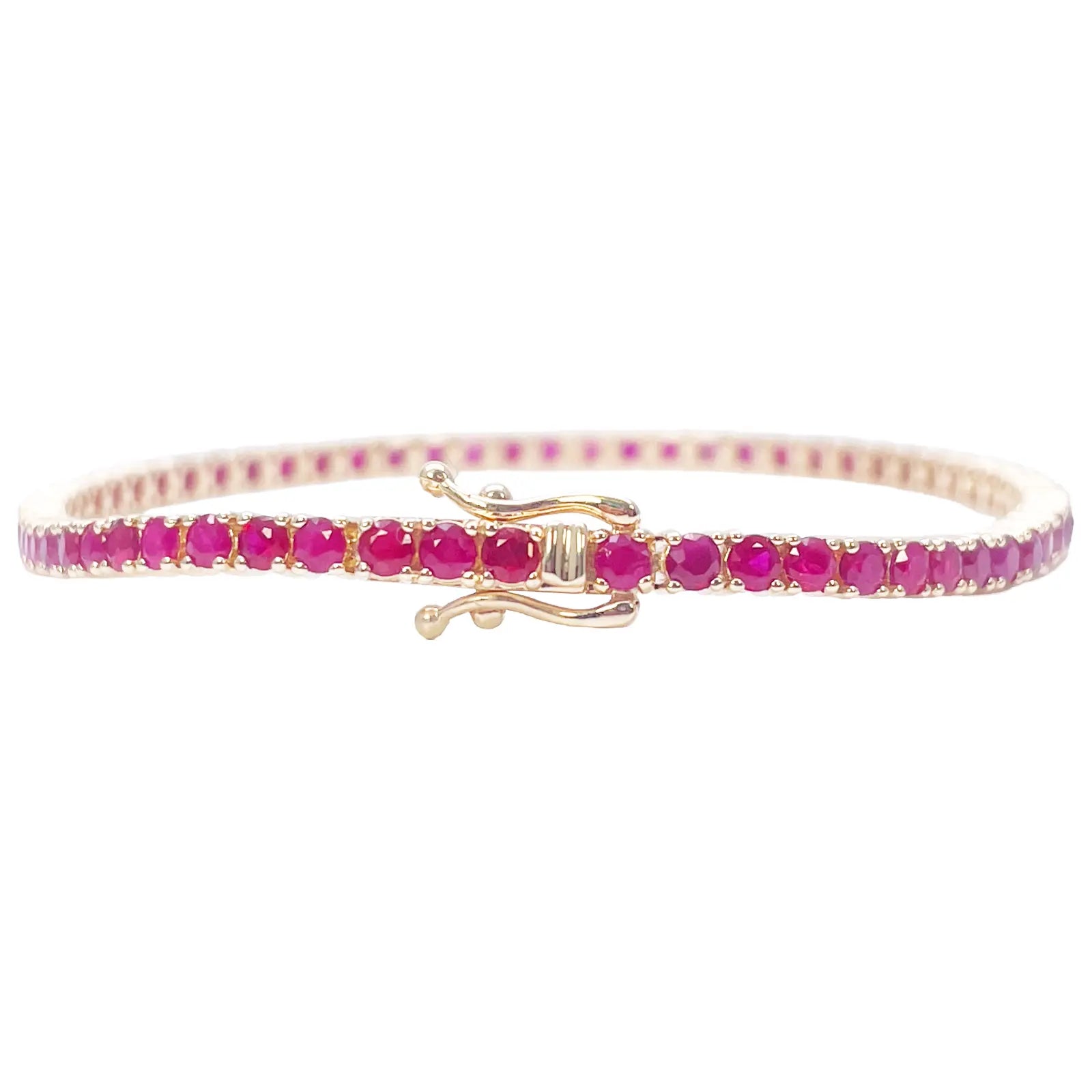 14ct Yellow Gold Natural Round Ruby Tennis Bracelet 5ct 7 Inches Length 