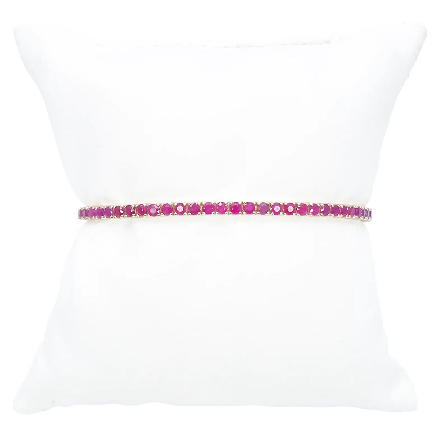 14ct Yellow Gold Natural Round Ruby Tennis Bracelet 5ct 7 Inches Length 