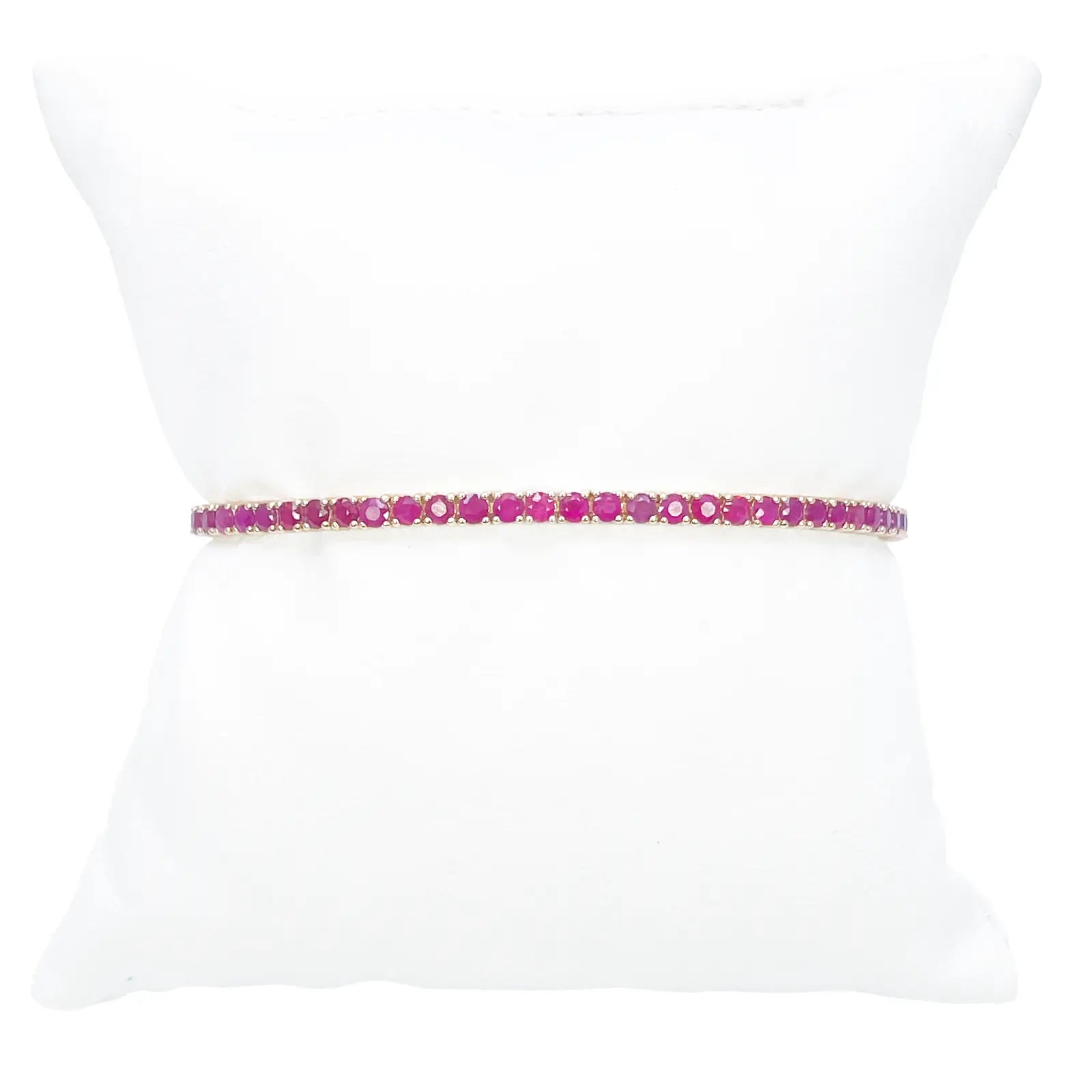 14ct Yellow Gold Natural Round Ruby Tennis Bracelet 5ct 7 Inches Length 