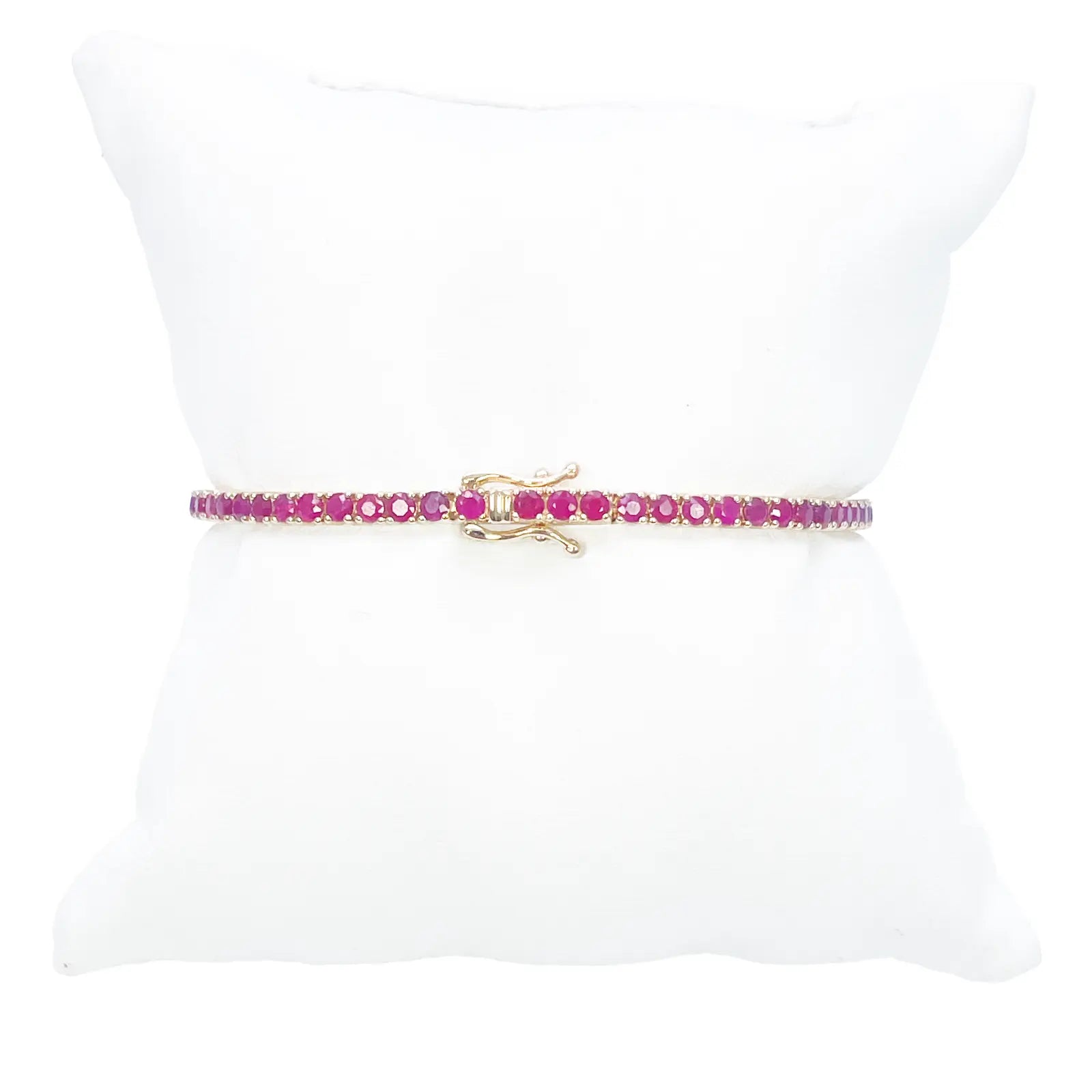 14ct Yellow Gold Natural Round Ruby Tennis Bracelet 5ct 7 Inches Length 
