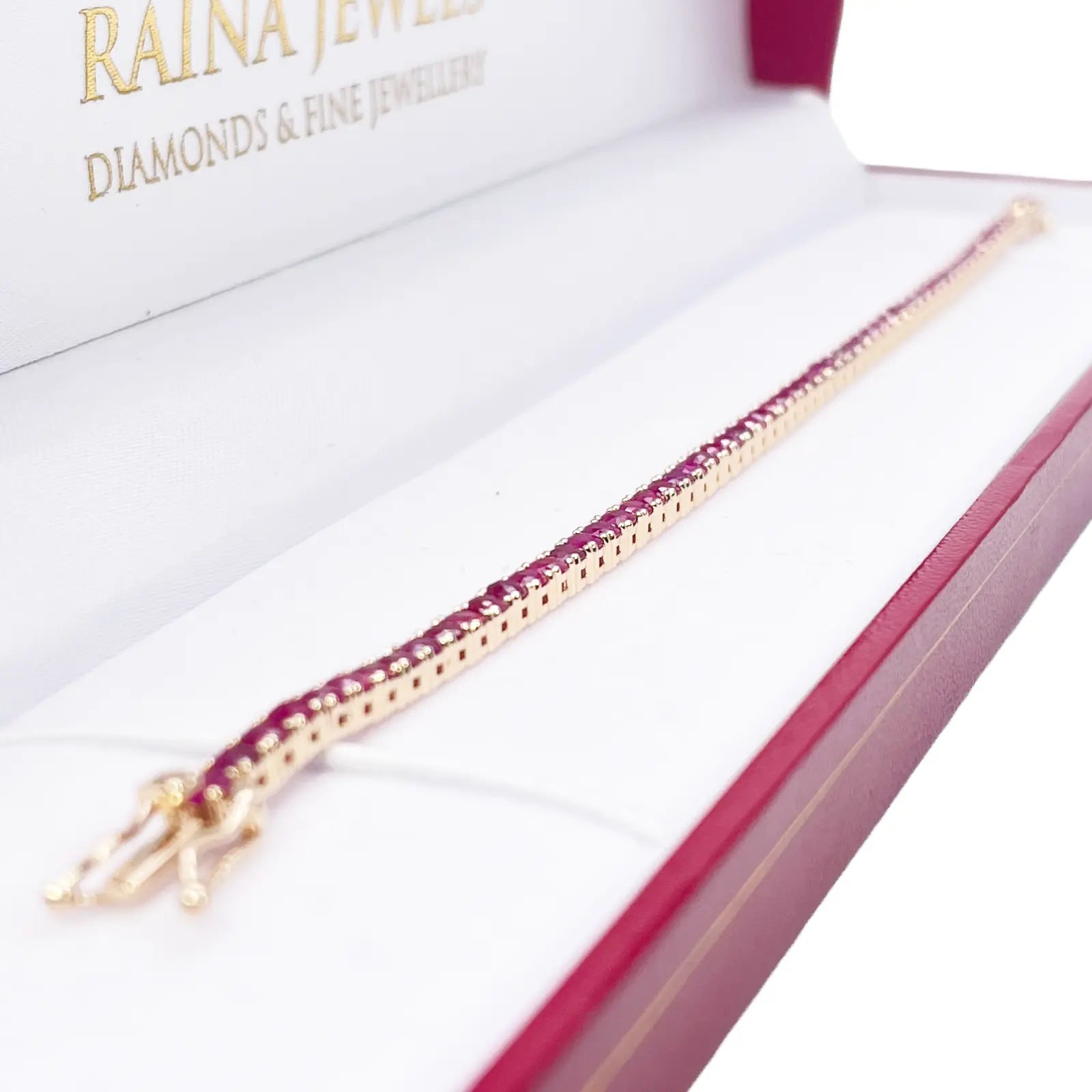 14ct Yellow Gold Natural Round Ruby Tennis Bracelet 5ct 7 Inches Length 