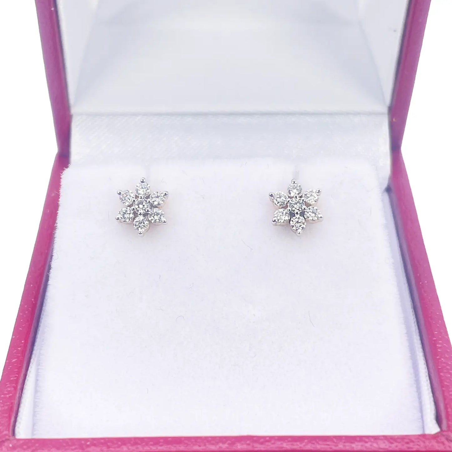 18ct Gold Diamond Stud Flower Shaped Earrings 0.25ct 