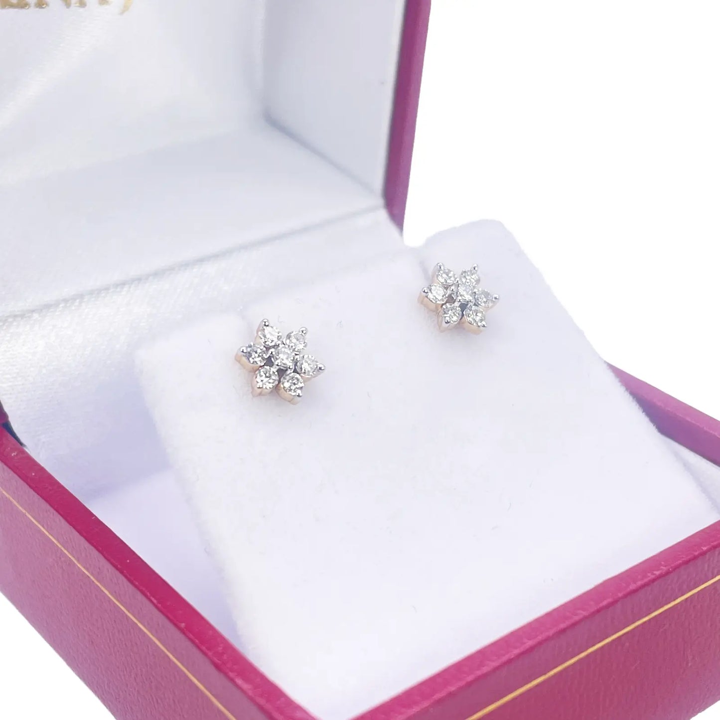 18ct Gold Diamond Stud Flower Shaped Earrings 0.25ct 