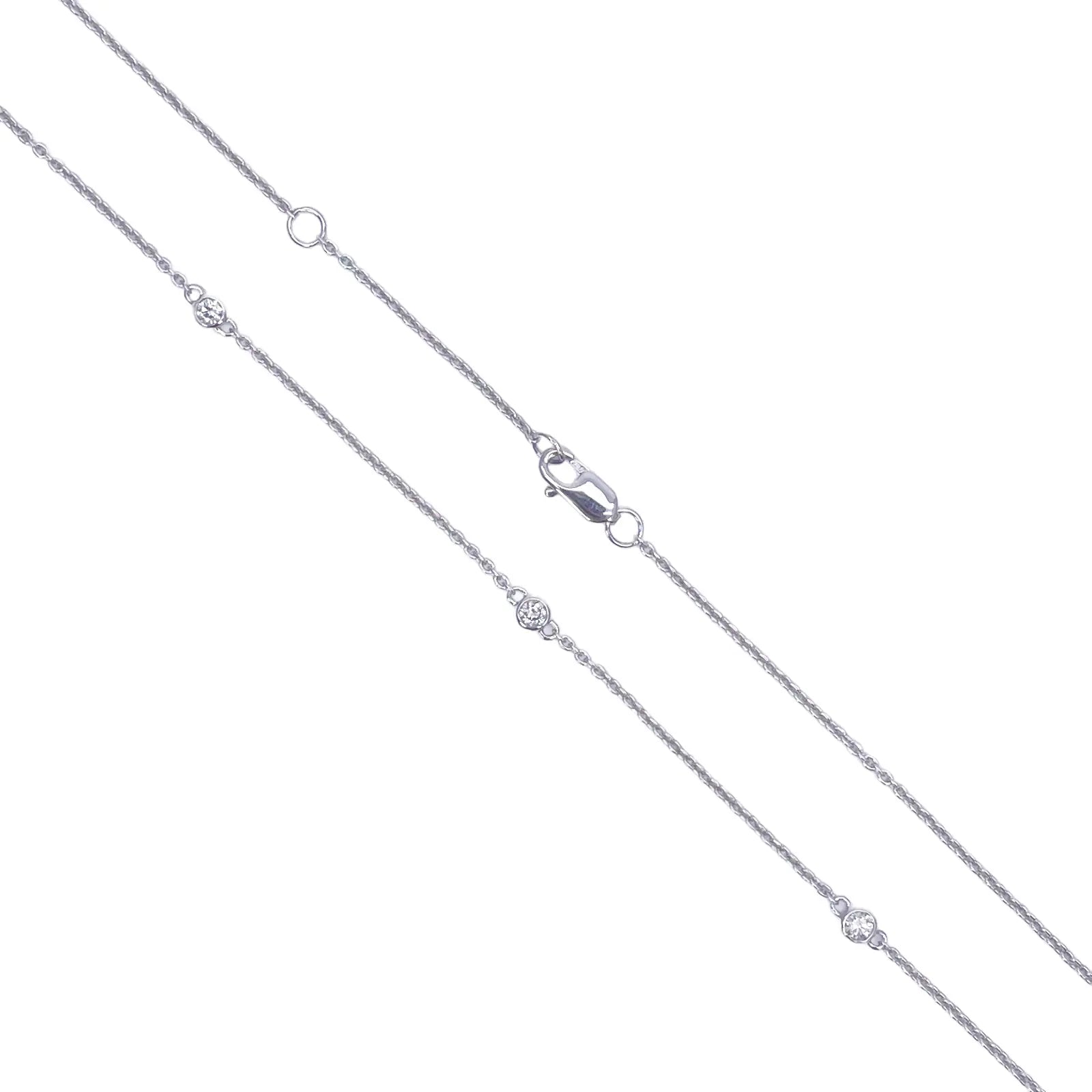 18ct White Gold Diamond By Yard Bezel Necklace 0.31ct 24''inches 2mm Width 