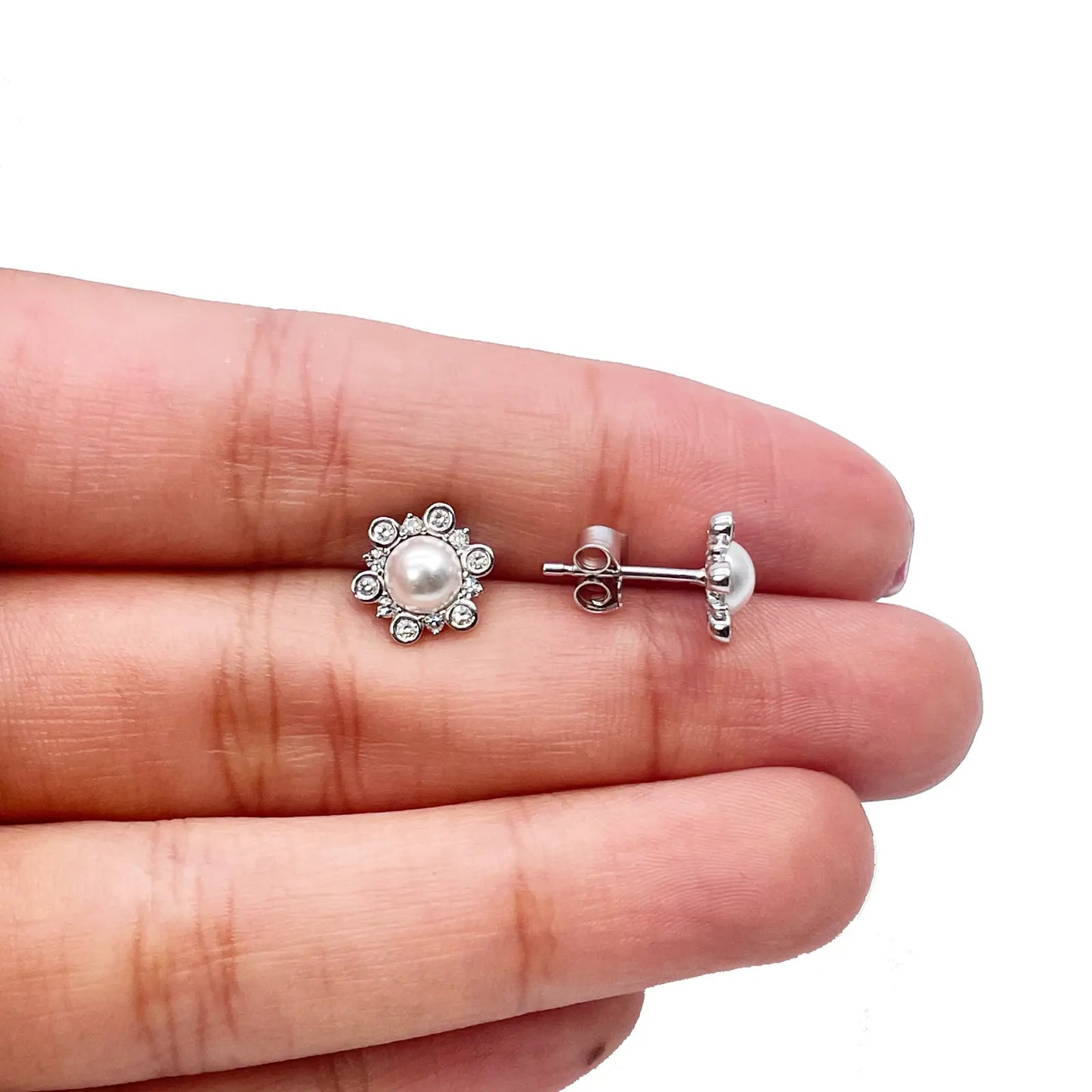 18ct White Gold Diamond & Freshwater Pearls Flower Necklace/Earrings Set 2.62ct 