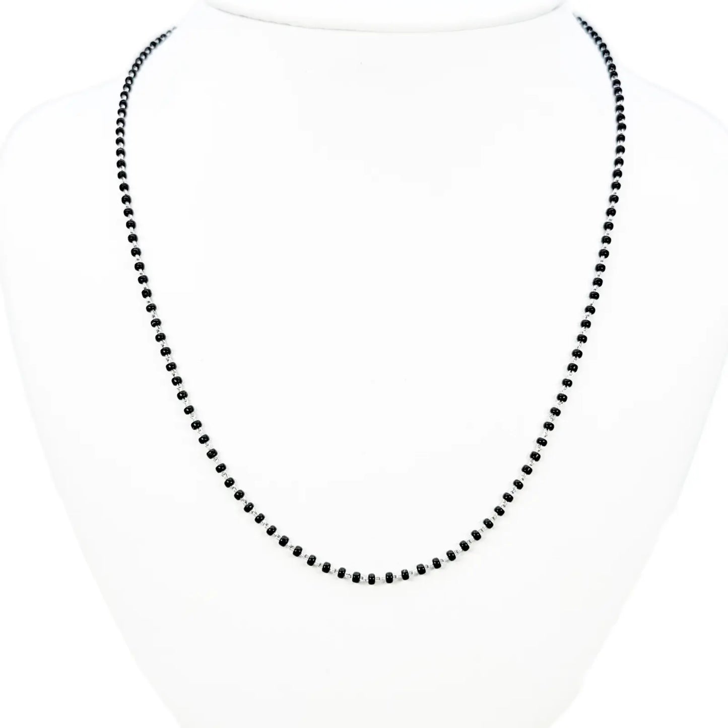 18ct White Gold Ladies Mangalsutra Chain Black Beaded Necklace 16 inch  Mangalsutra Chains