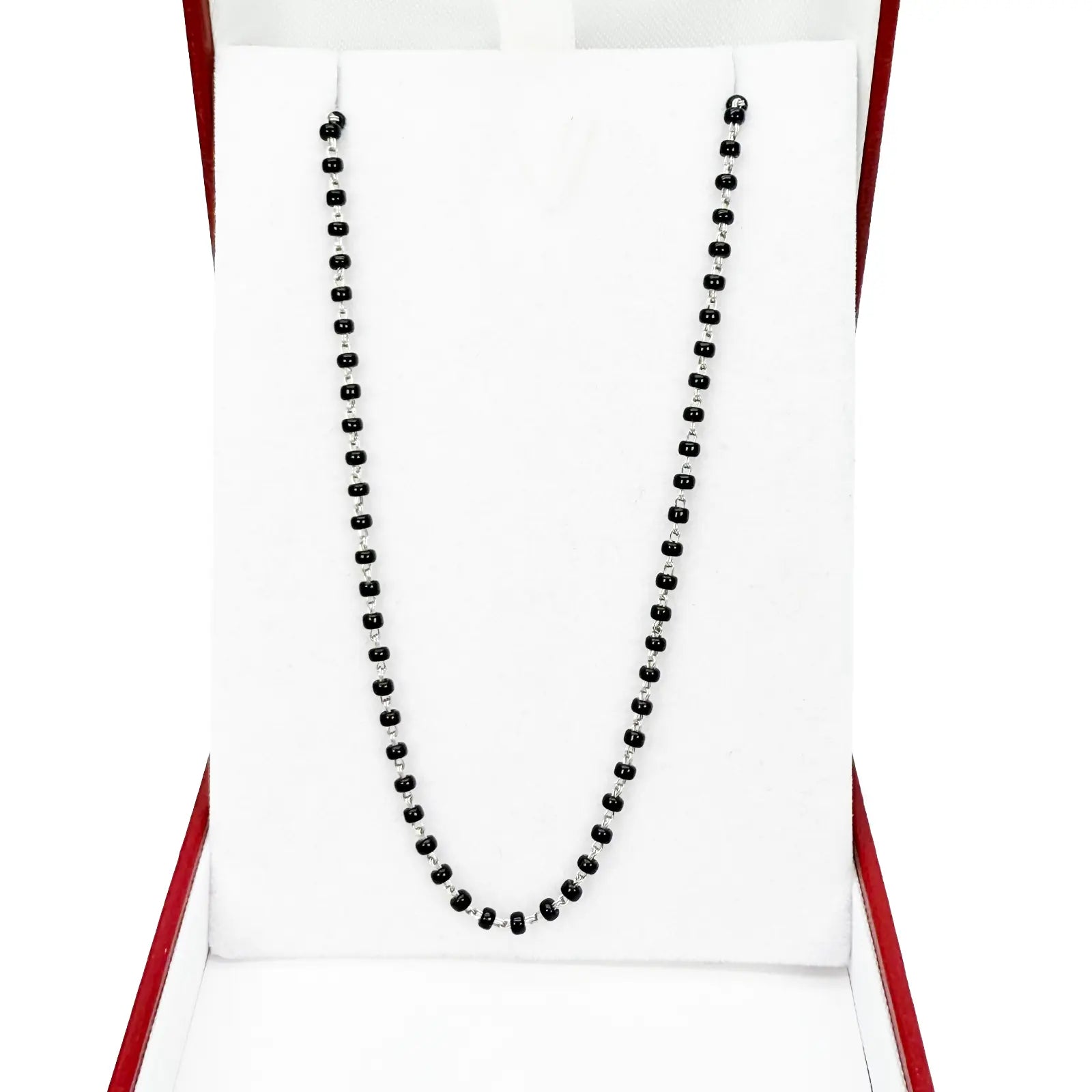 18ct White Gold Ladies Mangalsutra Chain Black Beaded Necklace 18 Inches  Mangalsutra Chains