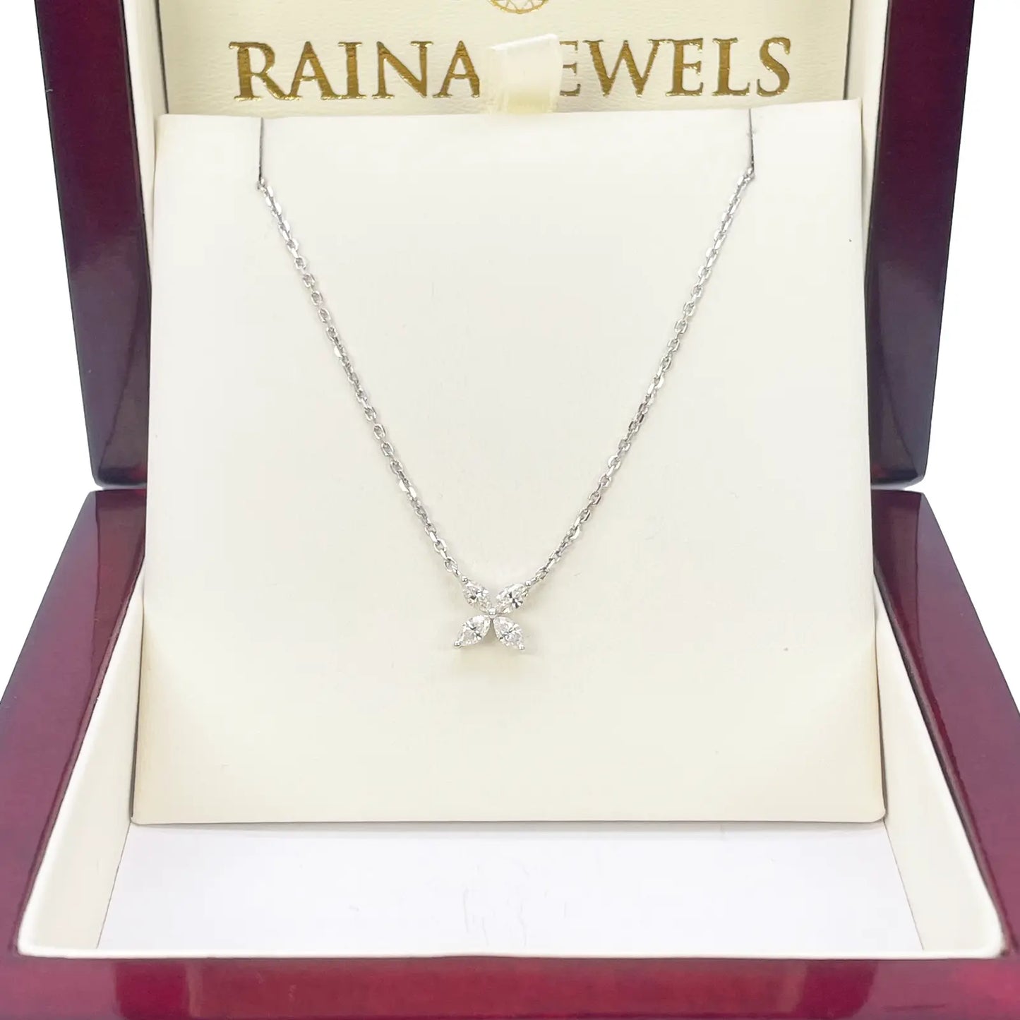 18ct White Gold Marquise Diamond Four-Leaf Flower Pendant Necklace ? 0.40ct  Diamond Necklace