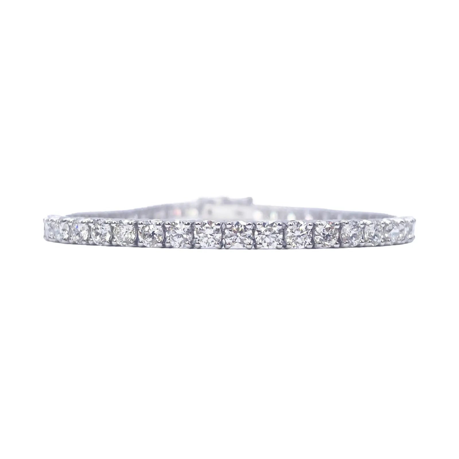 18ct White Gold Natural Diamond 4-Claw Tennis Bracelet 5.69ct 7 inches  Diamond Bracelets