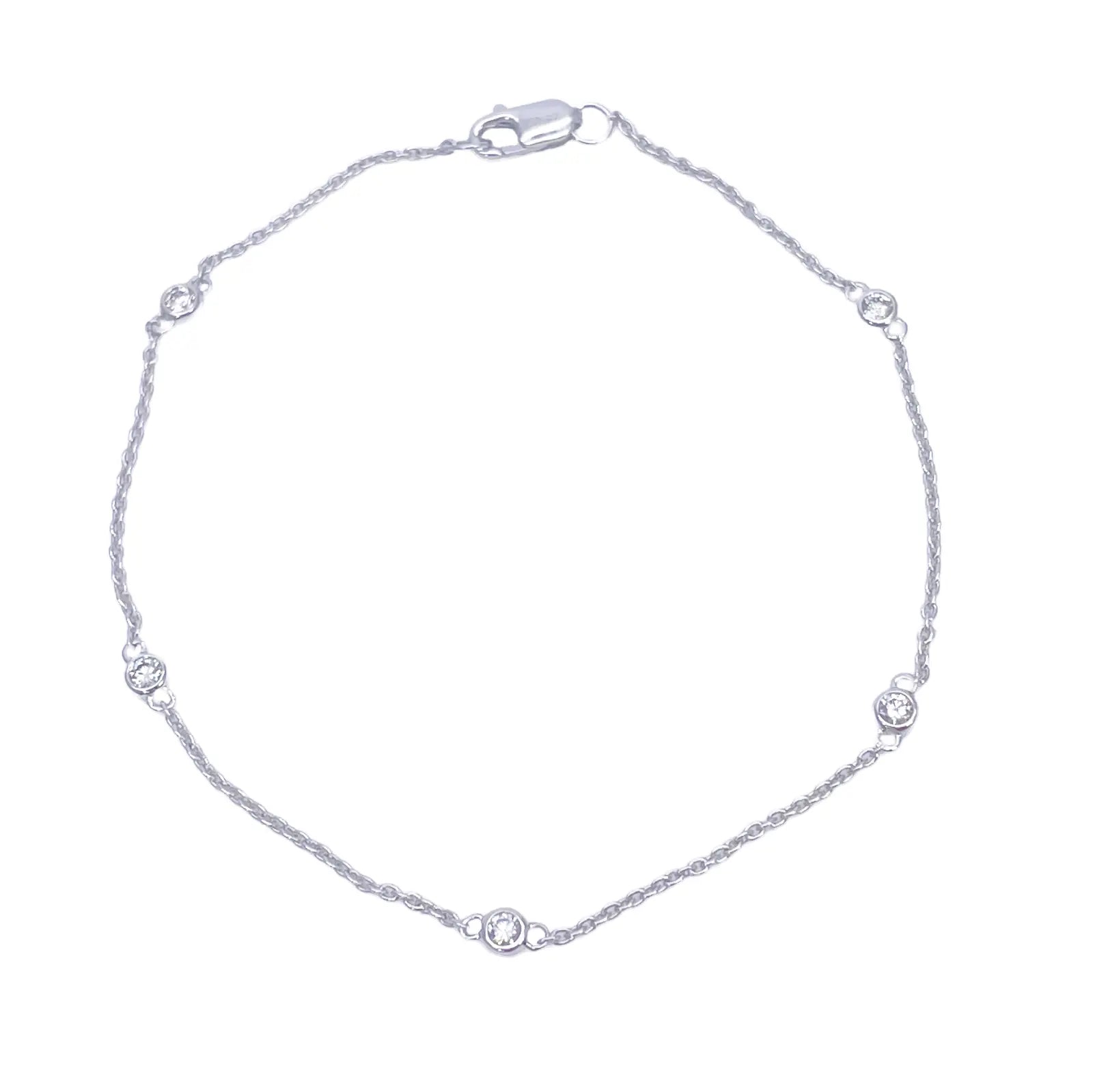 18ct White Gold Natural Diamond Bezel Bracelet 0.13ct 7''inches  Diamond Bracelets