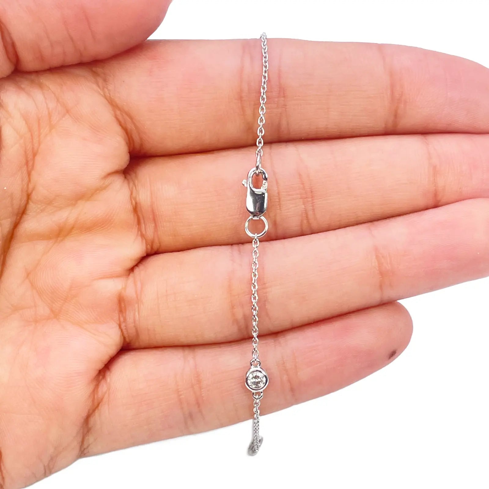 18ct White Gold Natural Diamond Bezel Bracelet 0.40ct 7''inches  Diamond Bracelets