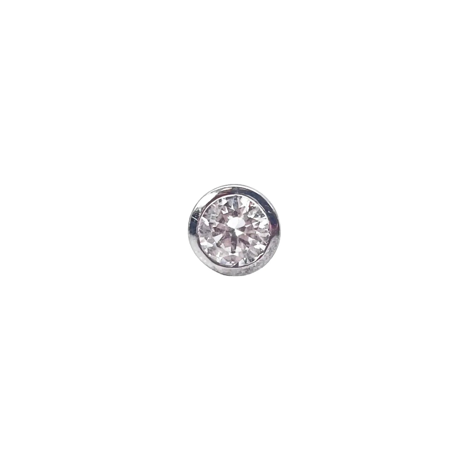 18ct White Gold Round Cubic Zirconia Bezel Set Solitaire Single Gents Ear Stud 6.5mm 