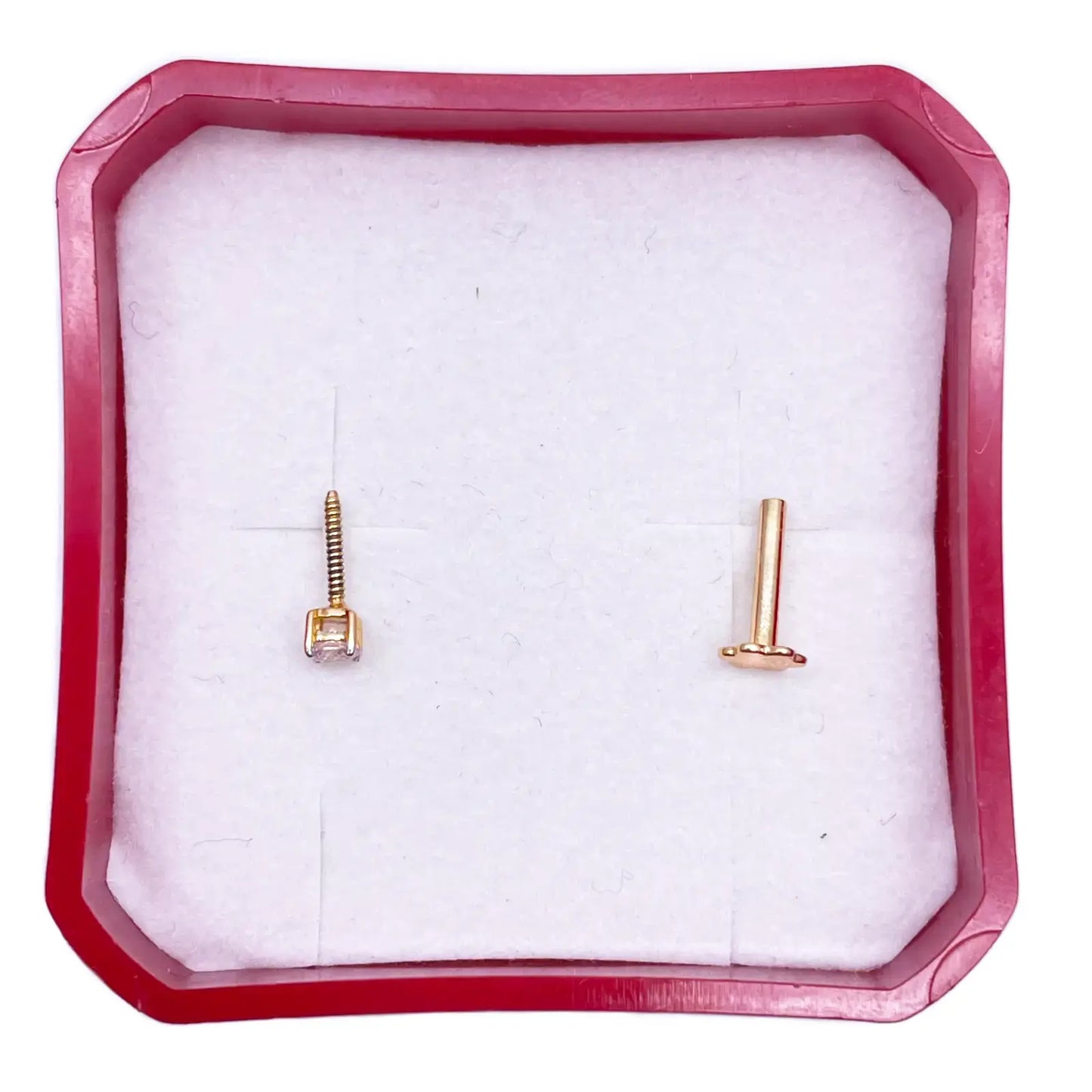 18ct White Or Yellow Gold Diamond Nose Stud Pin 0.05ct 4 claw 2.3mm Width  Body Piercings