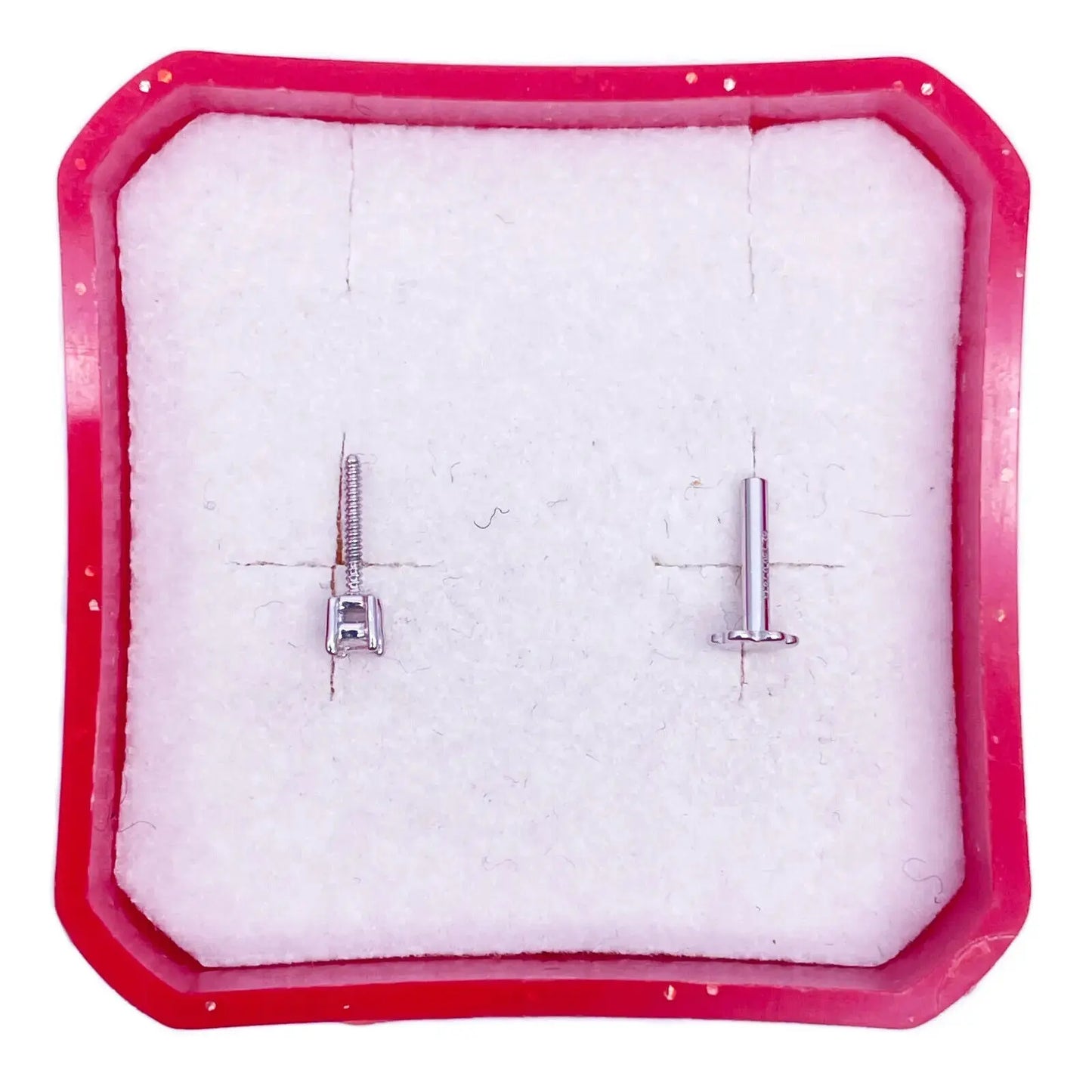 18ct White Or Yellow Gold Princess Diamond Nose Stud Pin 0.15ct 4 claw 3.4mm  Body Piercings