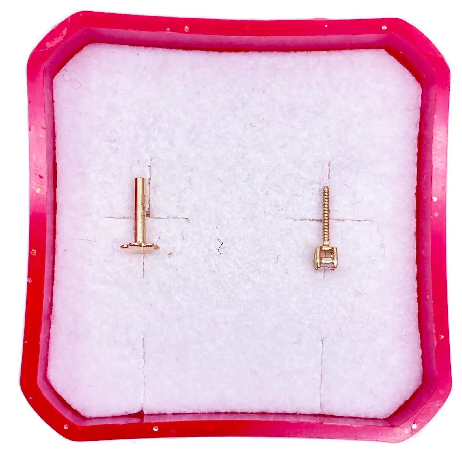 18ct White Or Yellow Gold Princess Diamond Nose Stud Pin 0.15ct 4 claw 3.4mm  Body Piercings