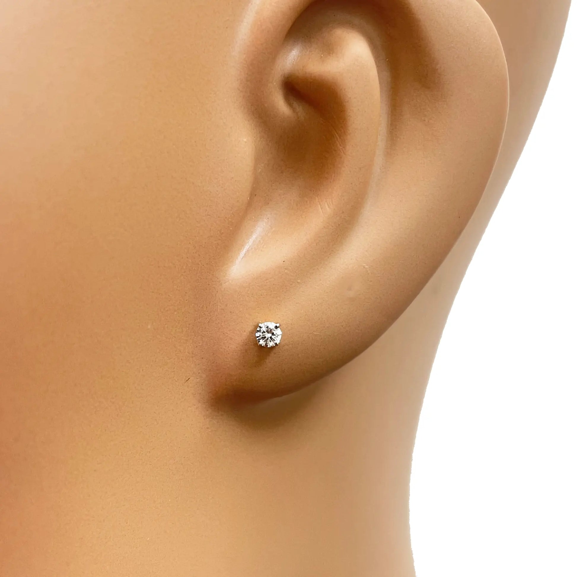 18ct White/Yellow Gold Diamond Children's Earrings 0.14ct Child friendly 