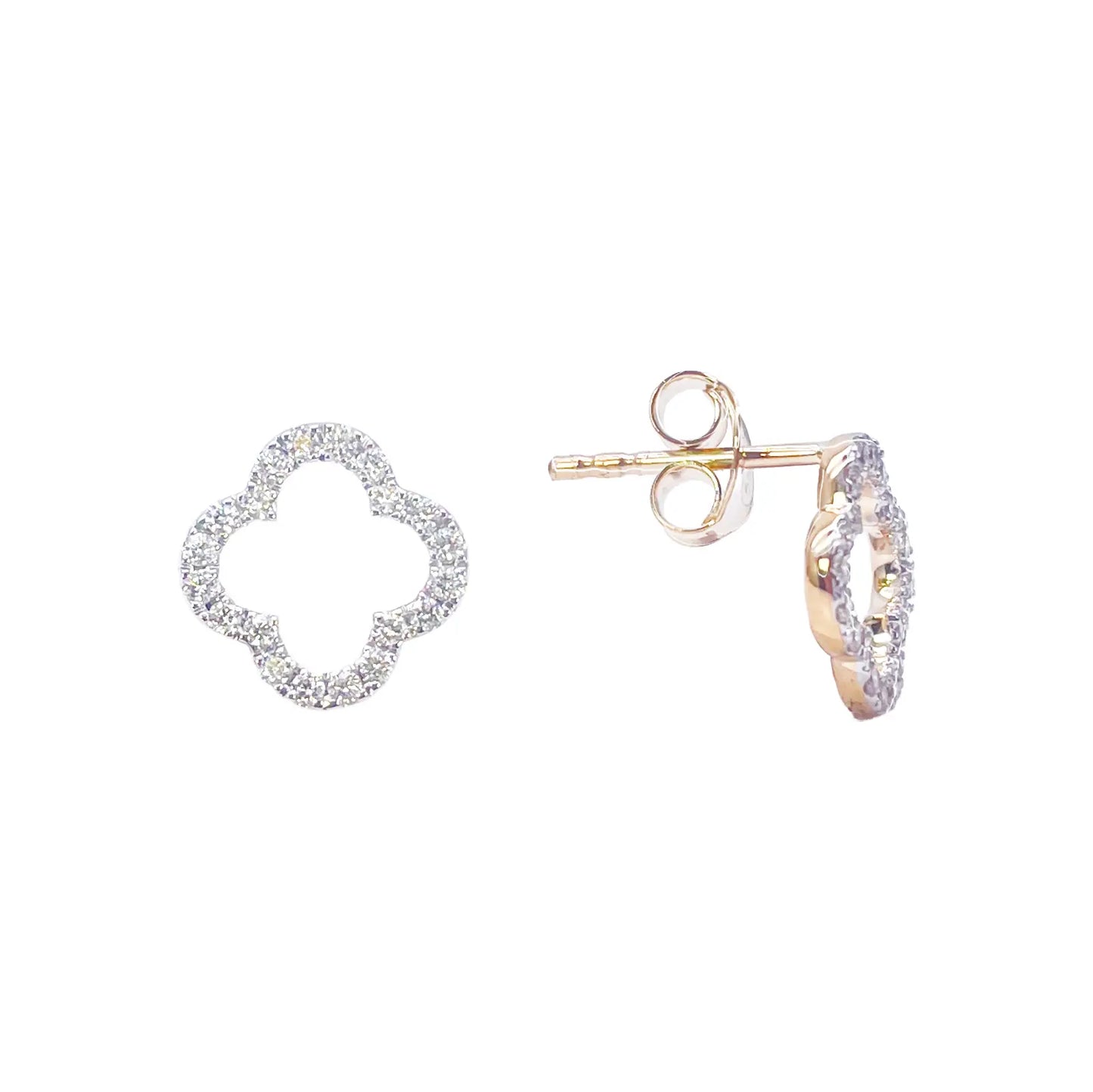 18ct Yellow Gold Diamond Clover Cluster Stud Earrings 0.31ct 