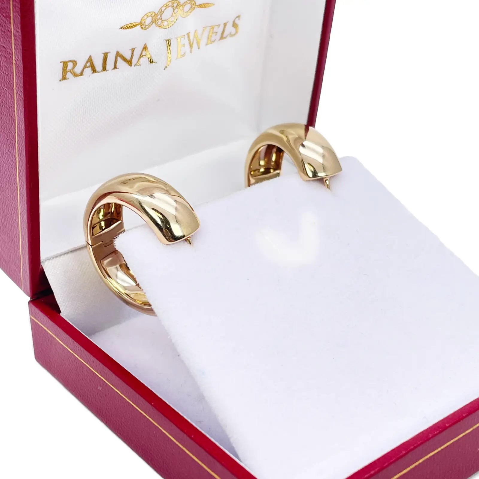 18ct Yellow Gold Hoop Huggie High Polished Earrings 8.2mm Width 18mm Diameter 