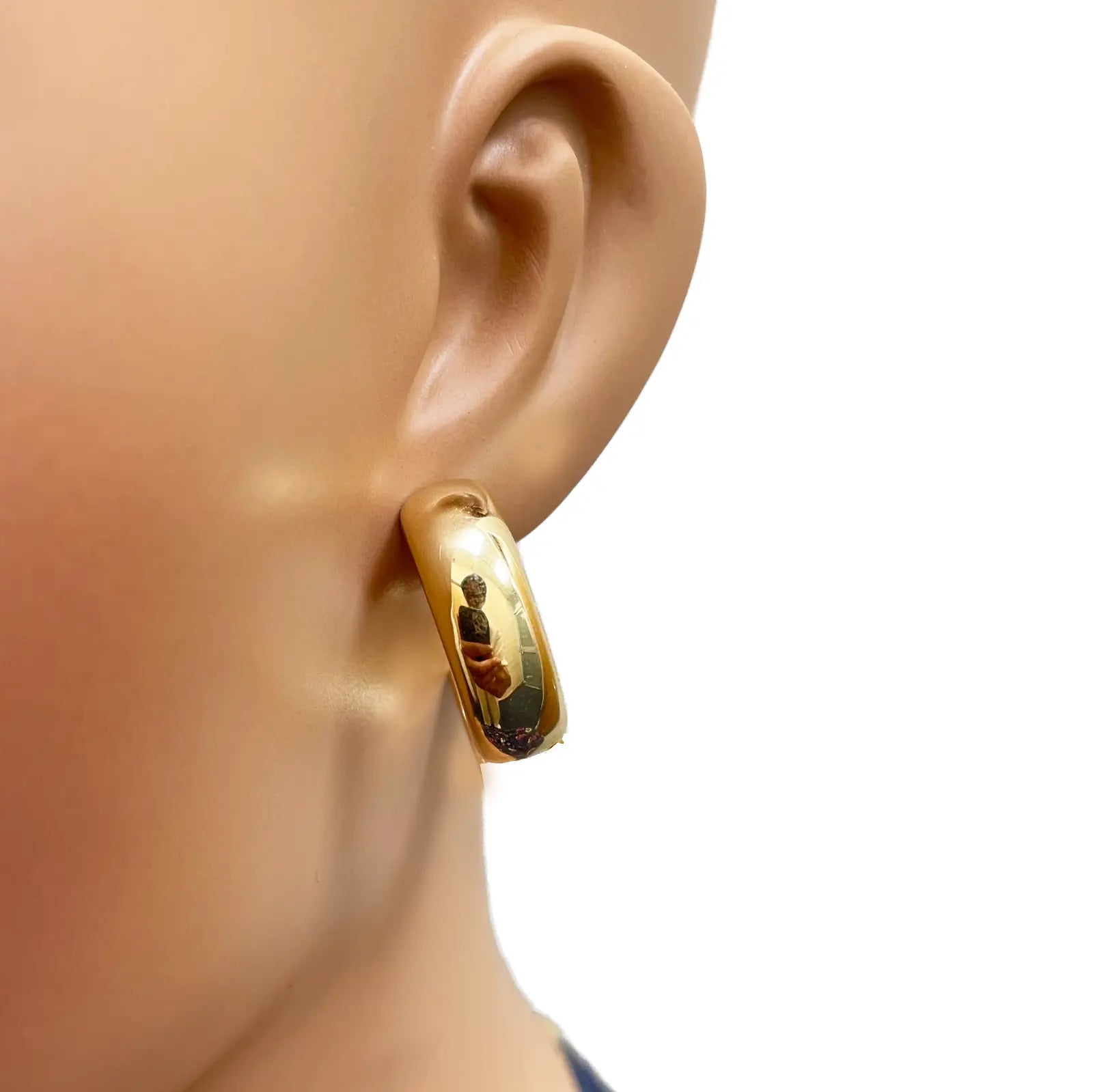 18ct Yellow Gold Hoop Huggie High Polished Earrings 8.2mm Width 18mm Diameter 