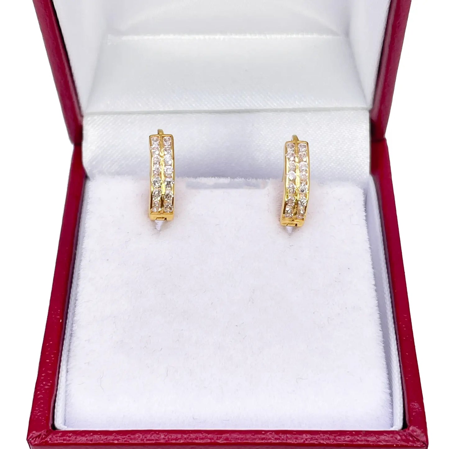 18ct Yellow Gold Pair Of Two Row Oval Hoop Huggie Earrings 5.3mm Diameter 