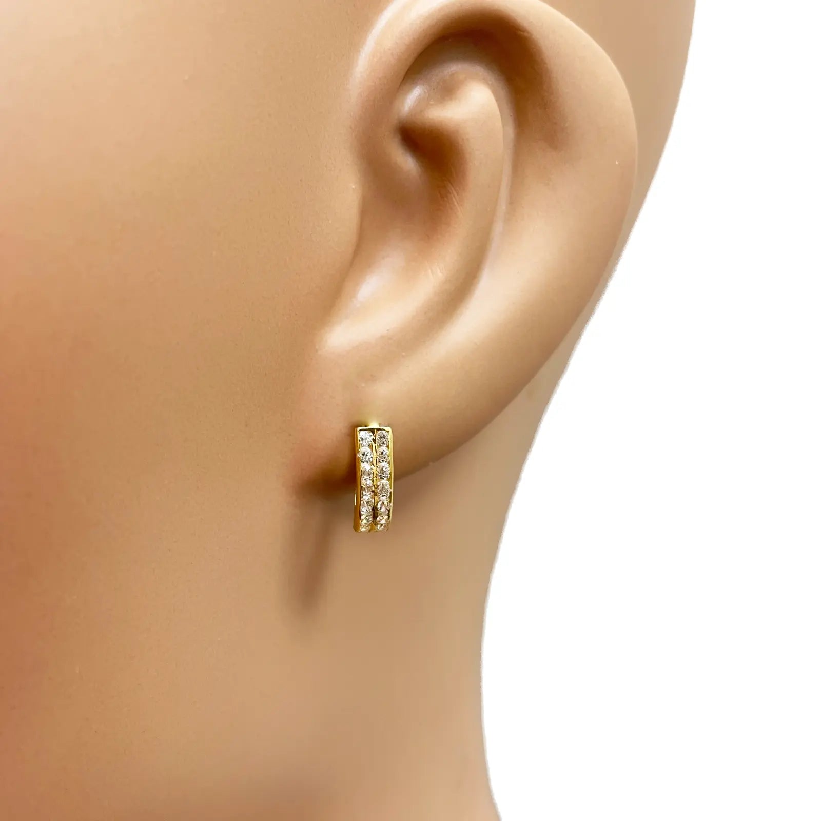 18ct Yellow Gold Pair Of Two Row Oval Hoop Huggie Earrings 5.3mm Diameter 