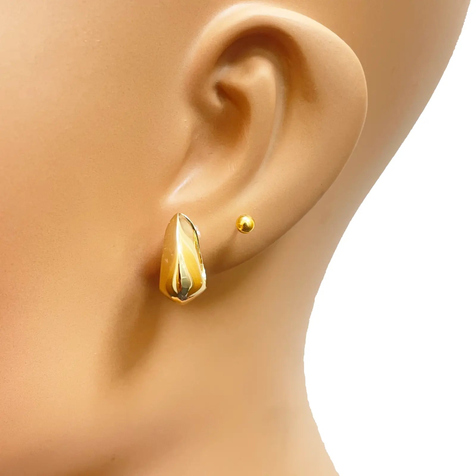 18ct Yellow Gold  Square Hoop Huggie High Polished Minimalist Chic Earrings 
