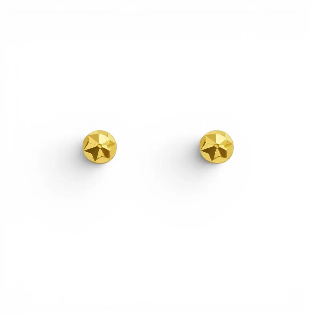 22 Karat Gelbgold Diamantgeschliffene Blumen-Rundball-Kinderohrringe 3,6 mm
