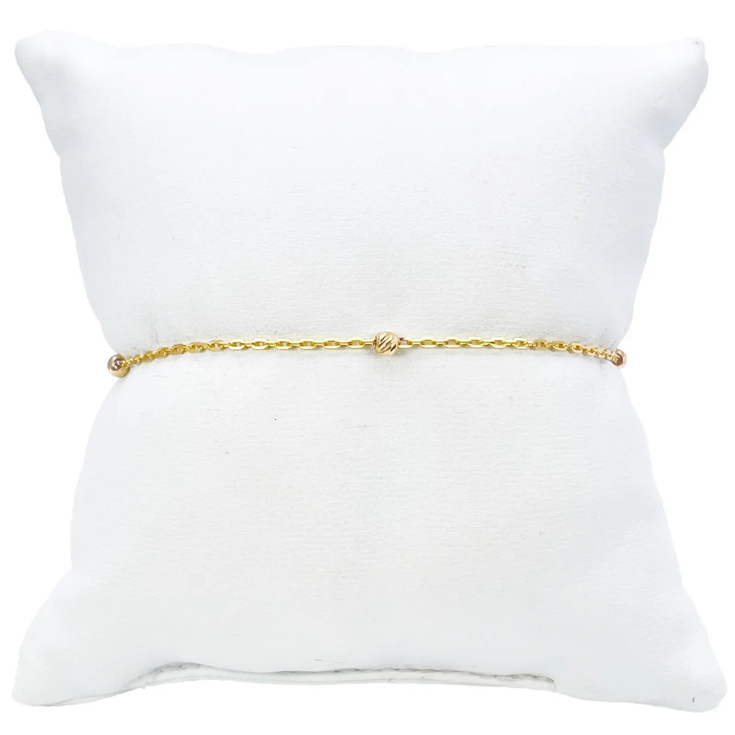 22ct Gold Beaded Bracelet Diamond Cut Cable Chain 7 Inches 2.8mm Width 