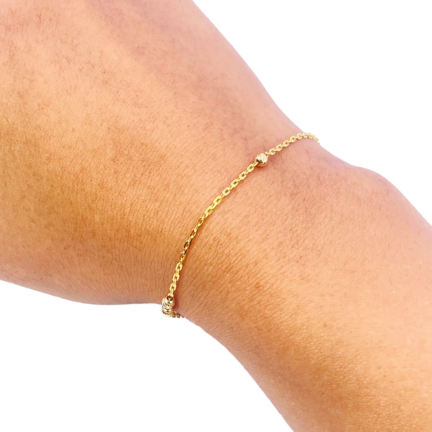 22ct Gold Beaded Bracelet Diamond Cut Cable Chain 7 Inches 2.8mm Width 