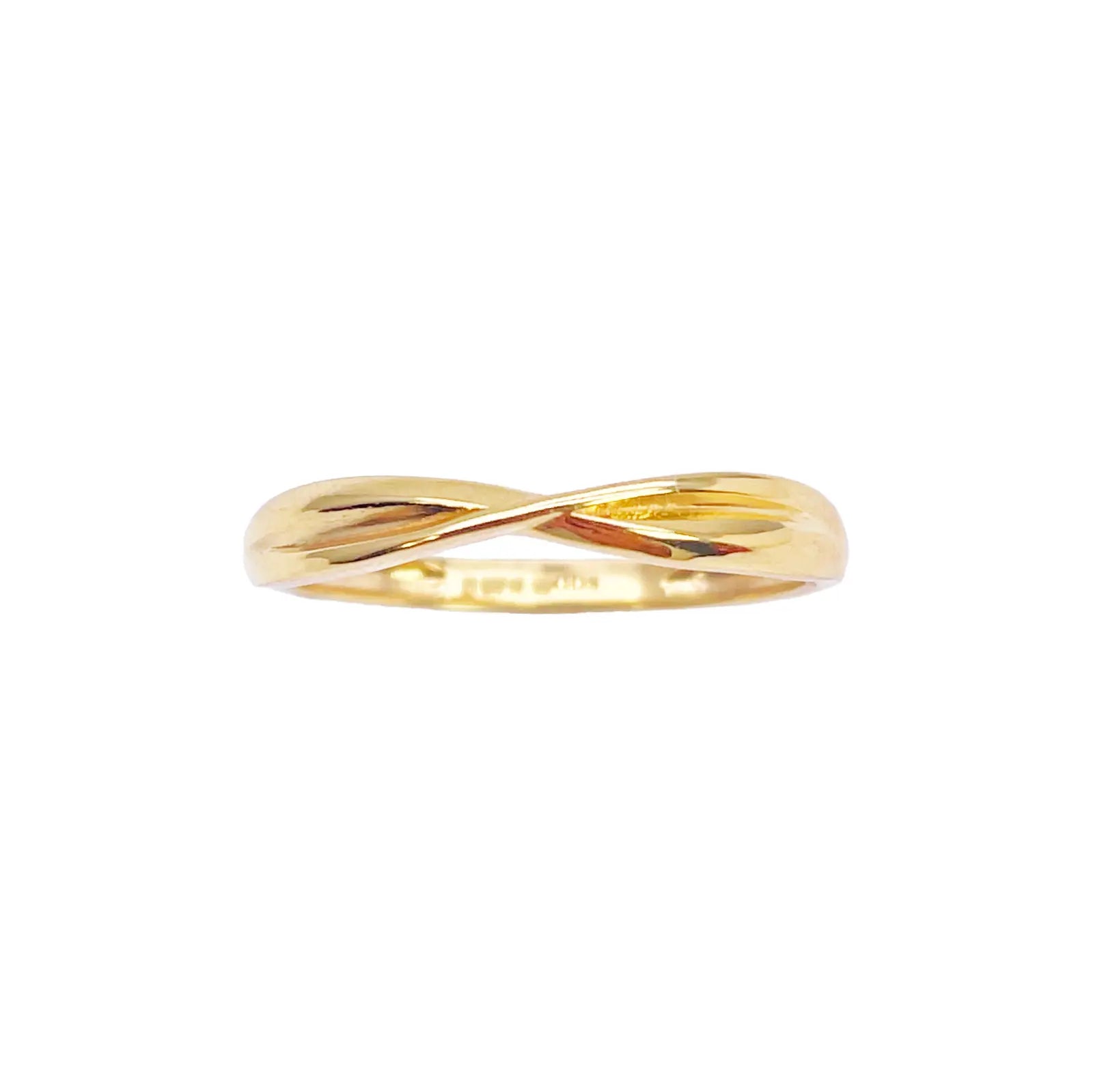 22ct Gold Criss Cross Minimalist Ring High Polished 3 mm Width Size N 